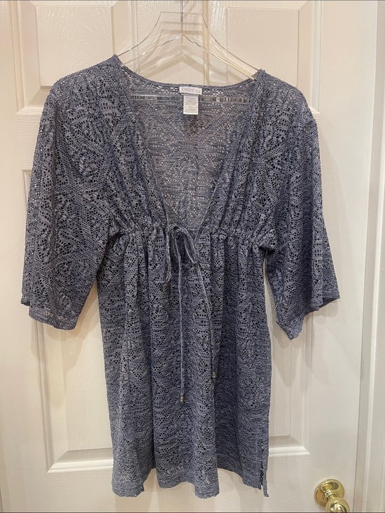 Dotti Other - DOTTI- Crochet Tie-Front Cover-Up in Slate Blue S:S